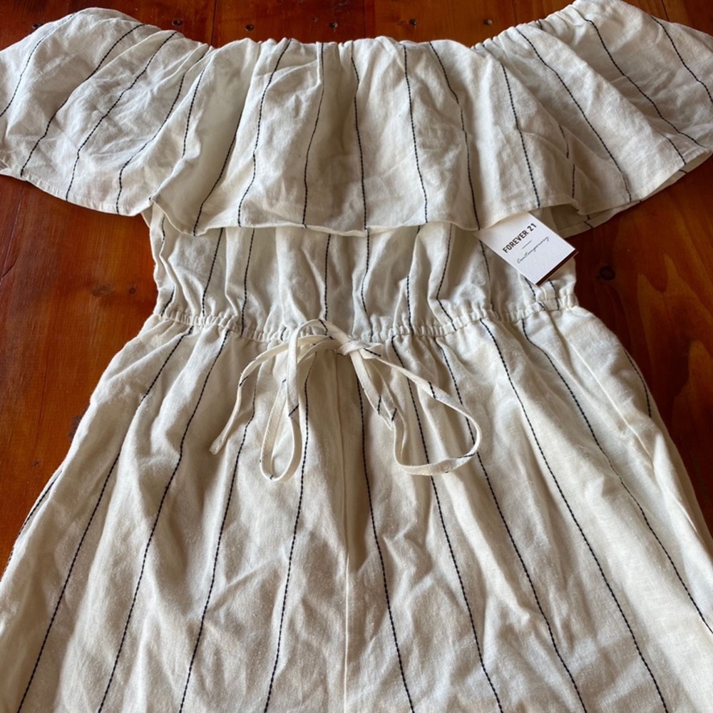 small cute white/black striped romper